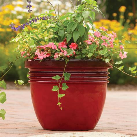 homes gardens bombay decorative outdoor planter red sedona
