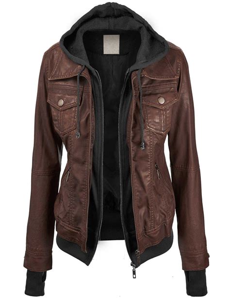 ll womens hooded faux leather jacket  amazon jackets