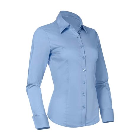 pier  button  shirts  women fitted long sleeve tailored shirt blouse  large blue