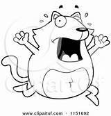 Freaking Cat Cartoon Panicking Clipart Thoman Cory Outlined Coloring Vector sketch template
