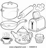 Kitchen Items Clipart Coloring Outlined Pages Drawing Utensils Vector Visekart Royalty Illustration Printable Print Item Egg Poster Template Getdrawings Clipartof sketch template