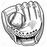 Baseball Glove Drawing Sketch Vector Mitt Stock Doodle Style Illustration Getdrawings Drawings Coloring Depositphotos Format Beisbol Gloves sketch template