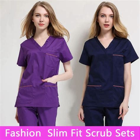 2017 cotton medical scrub sets hospital surgical women short sleeve