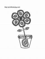 Spring Coloring Flowers Printable Pages Flower Pot Kids Printables Printthistoday sketch template
