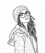 Coloring Hipster Pages Girl Printable Color Getcolorings Pag Getdrawings sketch template