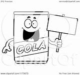 Mascot Clipart Sign Cartoon Cola Holding Happy Board Thoman Cory Outlined Coloring Vector Blank Regarding Notes sketch template