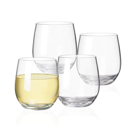 New Serroni Unbreakable Stemless White Wine Glass Set 385ml Set Of 4