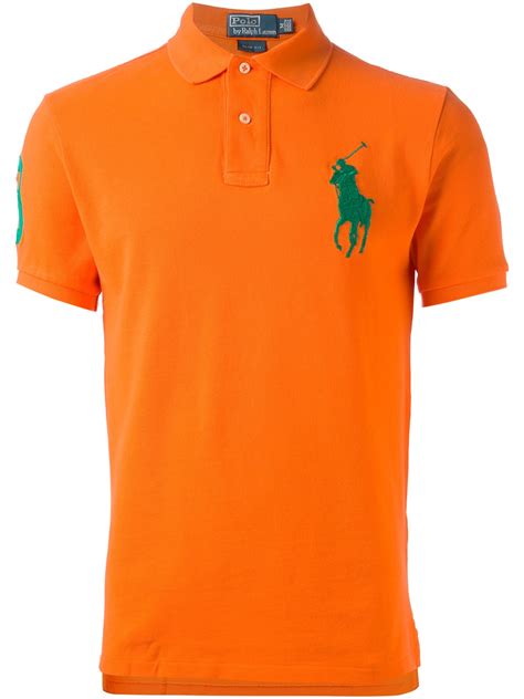 polo ralph lauren classic polo shirt  orange  men lyst