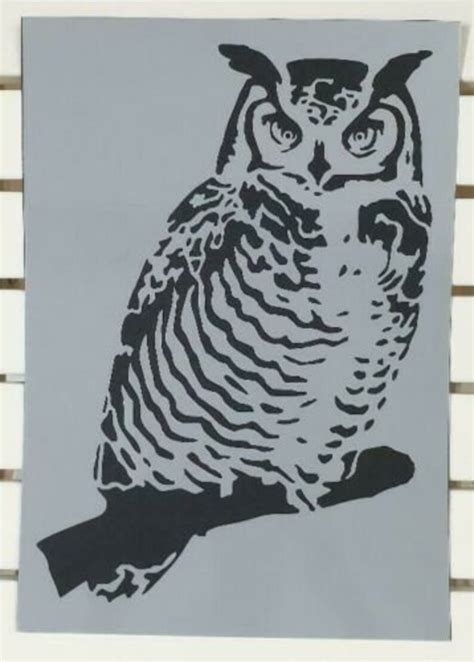 big owl  branch stencil mylar plastic mic  sheet size etsy