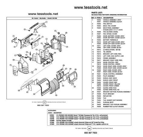 heater mhb parts  parts list  diagrams