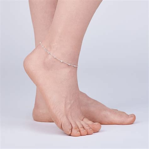 amberta real  sterling silver adjustable ankle leg bracelet chain