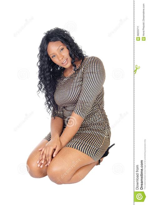 leggy african american model in stilettos stock image