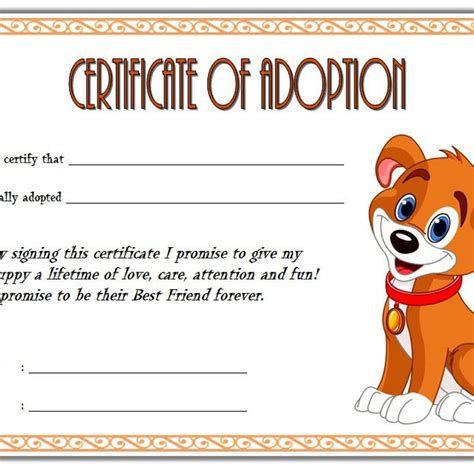 pet adoption certificate template     ideas