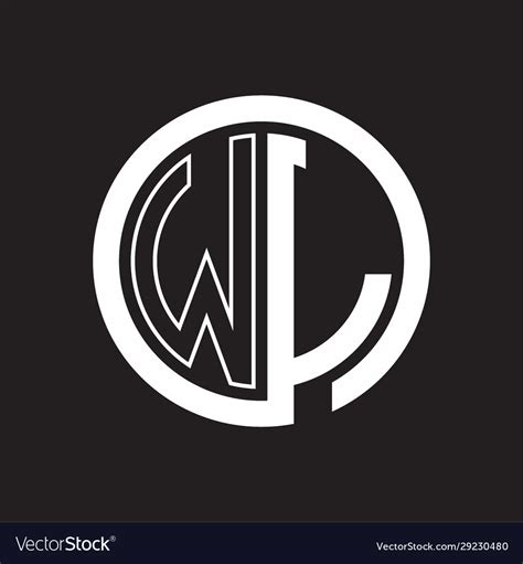 wl logo  circle rounded negative space design vector image