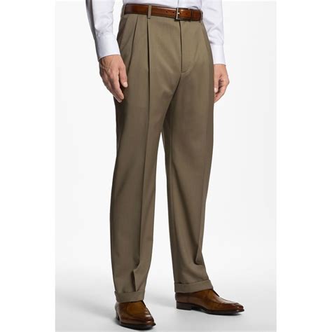 bennett double reverse pleat super  wool serge pant  taupe