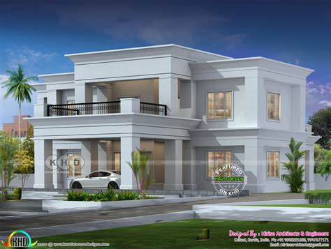 colonial type flat roof house architecture kerala home design  floor plans  dream houses