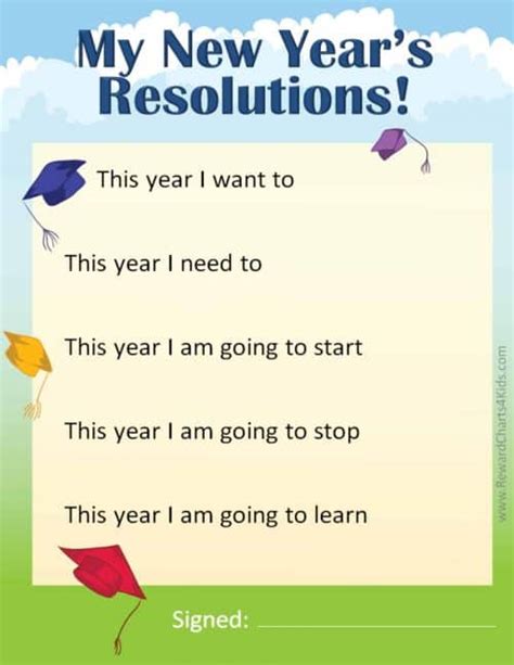 years resolutions  kids   printables