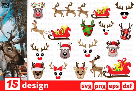 digital art collectibles christmas reindeers svg silhouette cut files