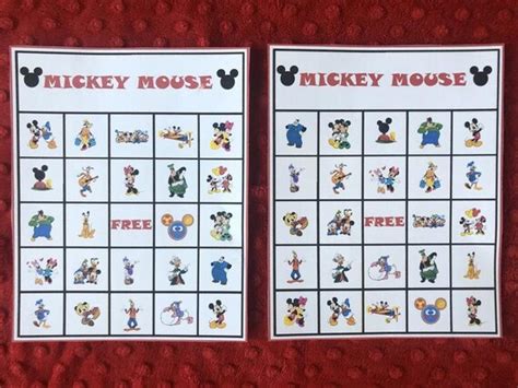 mickey mouse bingo printable etsy