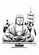 Buddha Coloring Drawing Cliparts Buddhism Pages Line Simple Getdrawings Buddhist Large sketch template