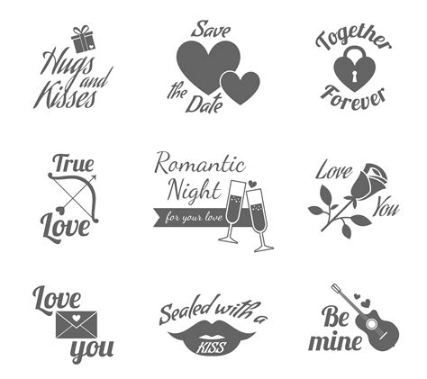 romantic labels icons set download free vectors clipart