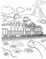 Coloring Train Dinosaur Pages Print sketch template