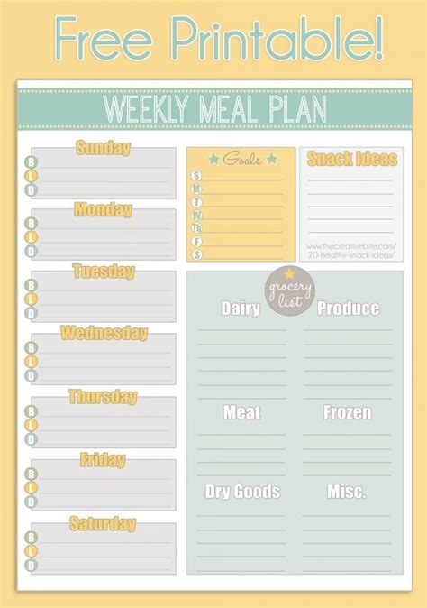 printable meal planner templates    succeed   kitchen