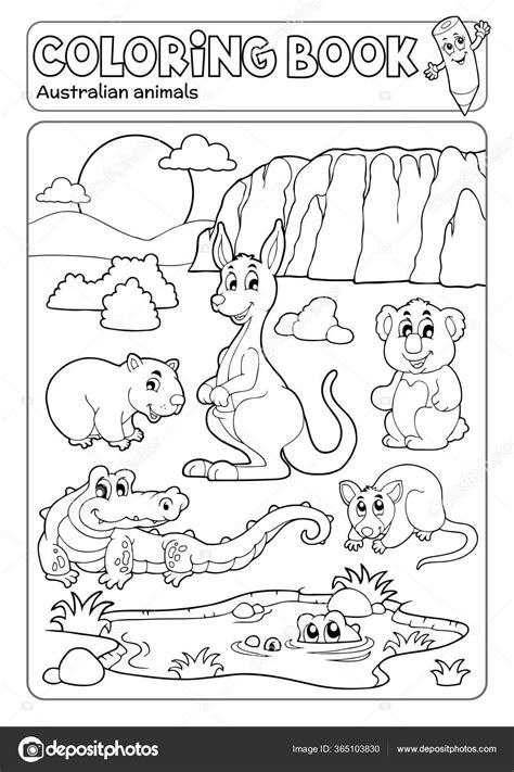 coloring book  australian animals eps vector illustration