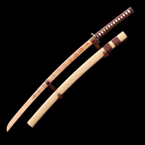 handmade natural wooden blade unsharpened katana sword  beige