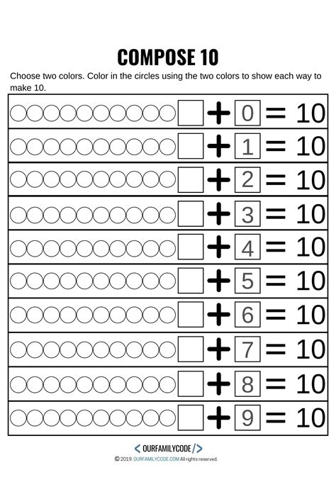decomposing numbers   kindergarten worksheets printable