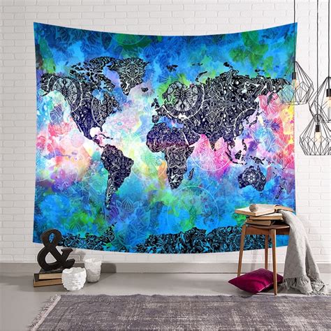 zeegle world map pattern wall hanging tapestry table cloth home decor