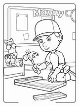 Coloring Pages Manny Handy Disney Junior Printable Clipart Bright Colors Favorite Color Choose Kids Library Popular Sheets sketch template