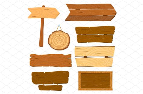 Isolated Wooden Planks Cartoon Pre Designed Vector Graphics