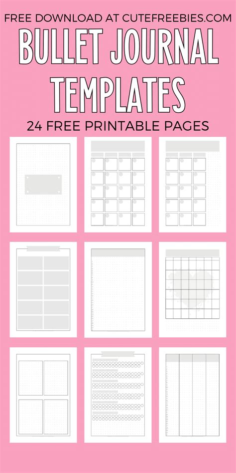 printable bullet journal template cute freebies