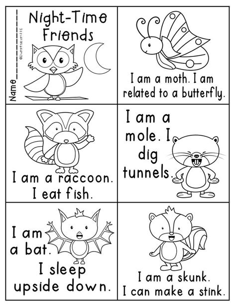 nocturnal animals printables coloring pages
