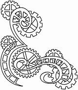 Gears Cogs Clockwork Clocks Rouages Brodeuse Feerique Dessiner Lettrage Imprimable Etiquette Biomécanique Tatouage sketch template