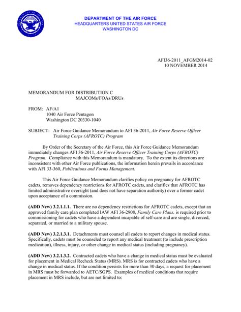 air force official memorandum template