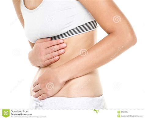 Stomach Pain Woman Having Abdominal Pain Stock Images