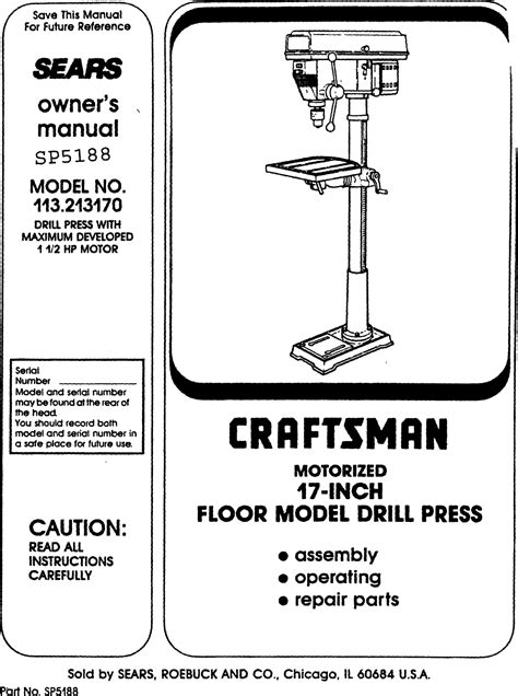 craftsman  user manual  drill press manuals  guides