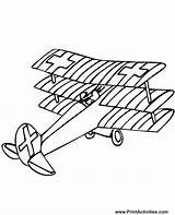 Coloring Triplane Airplane Airplanes Triplanes Wwi Wings Called Three sketch template