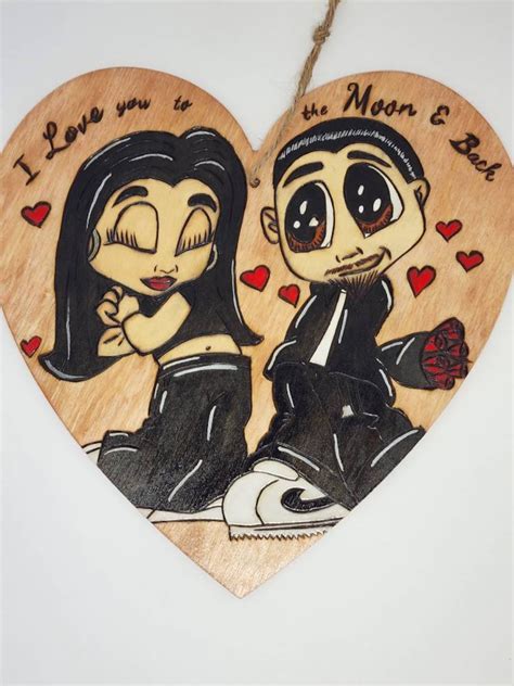 chicano love heart  color anniversary couple art custom cartoon couple painting cholo