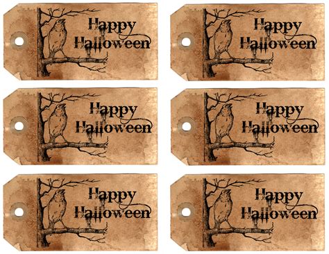 graphics monarch printable halloween gift tags sheet crow
