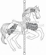 Coloring Merry Round Go Horse Getdrawings Color Getcolorings Pages Carousel sketch template