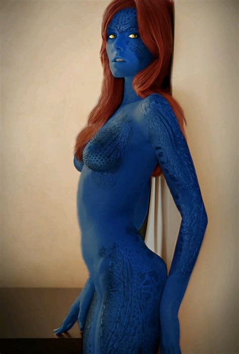 Mystique Nude Cosplay Girl