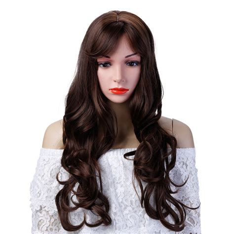 long curly brown wig cosplay costume party women high temperature
