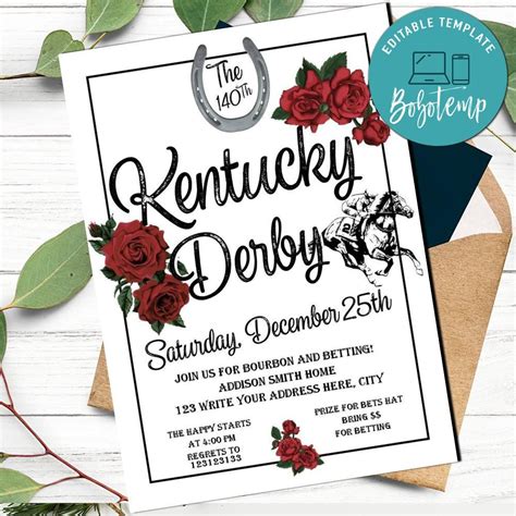 kentucky derby party invitation template to print at home bobotemp