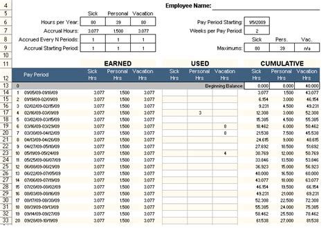 Pto Tracker Excel Template Spreadsheet 2019 2020 Excel124 Hot Sex Picture
