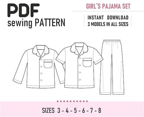 sewing pattern girls pajama pattern pajama shirt etsy