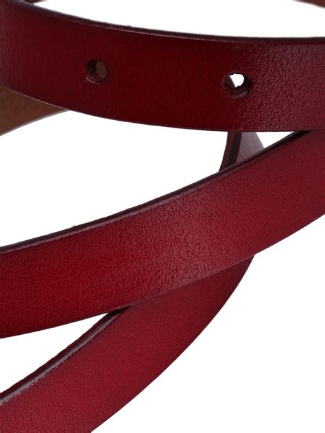 wine red buckle leather belt sheinsheinside