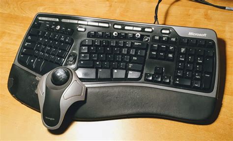 ms natural ergonomic keyboard  kensington trackball mouse